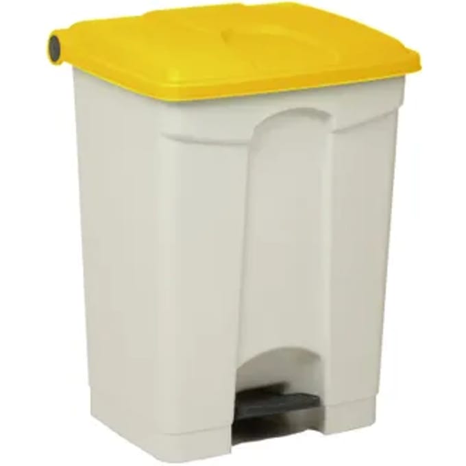 Engels Afvalbak Met Pedaal – 70 Liter, Wit Met Blauw Deksel