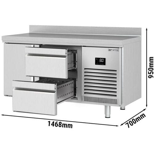 GGM Gastro Kühltisch Premium PLUS - 1468x700mm - mit 1 Tür - 2 Schubladen - mit Aufkantung