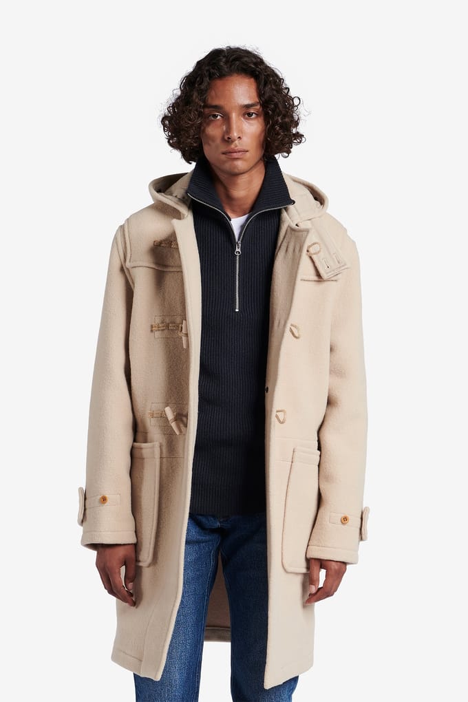 No Label Gloverall X  Monty Coat Wool Beige Größe: S | Winterjacken Outlet | Herren | Braun