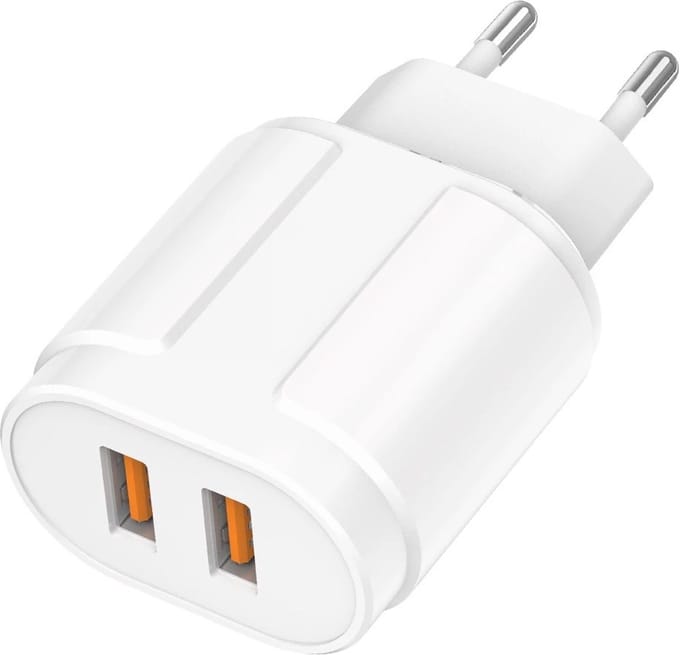 2 poorten 5V 2.1A EU - stekker USB oplader - Universeel - Wit
