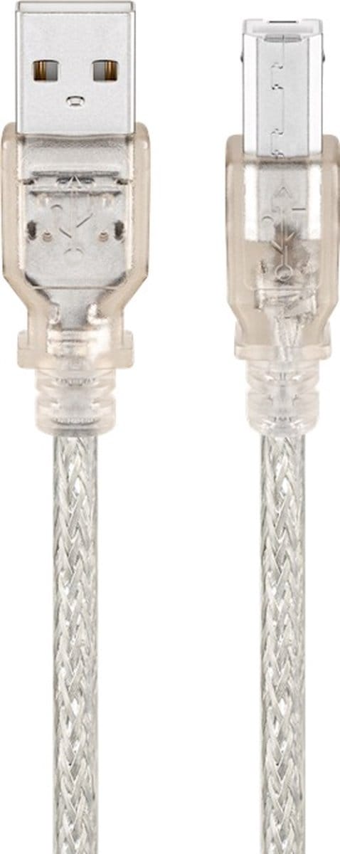 Powteq - 1 meter premium USB 2.0 kabel - USB A naar USB B - Printerkabel - Transparant