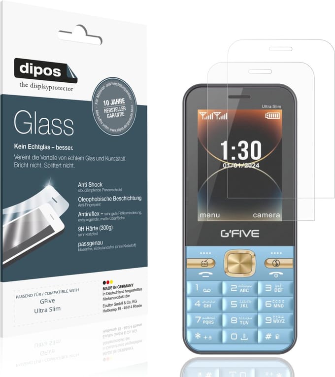 dipos – 2x Matte Pantserfolie geschikt voor GFive Ultra Slim | 9H Screenprotector