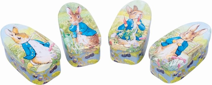 Blikje Peter Rabbit ovaal 4 ass. 5,5x4x10,5cm