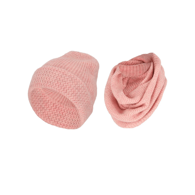 Sarlini - Beanie + Colsjaal meisjes - Licht Roze - Winterset - One Size