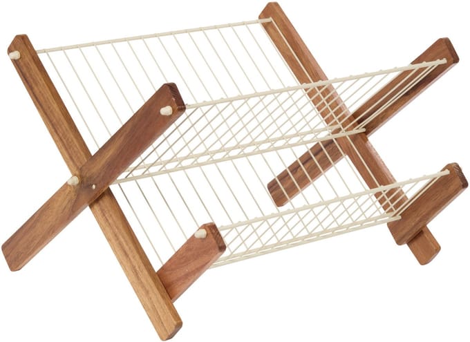 5Five Afwas afdruiprek - staal/hout - 38 x 27 x 26 cm - opvouwbaar