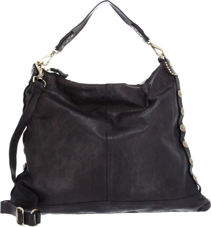 CAMPOMAGGI Leren Schoudertas Shopper Shoulder Bag Grigio Antraciet
