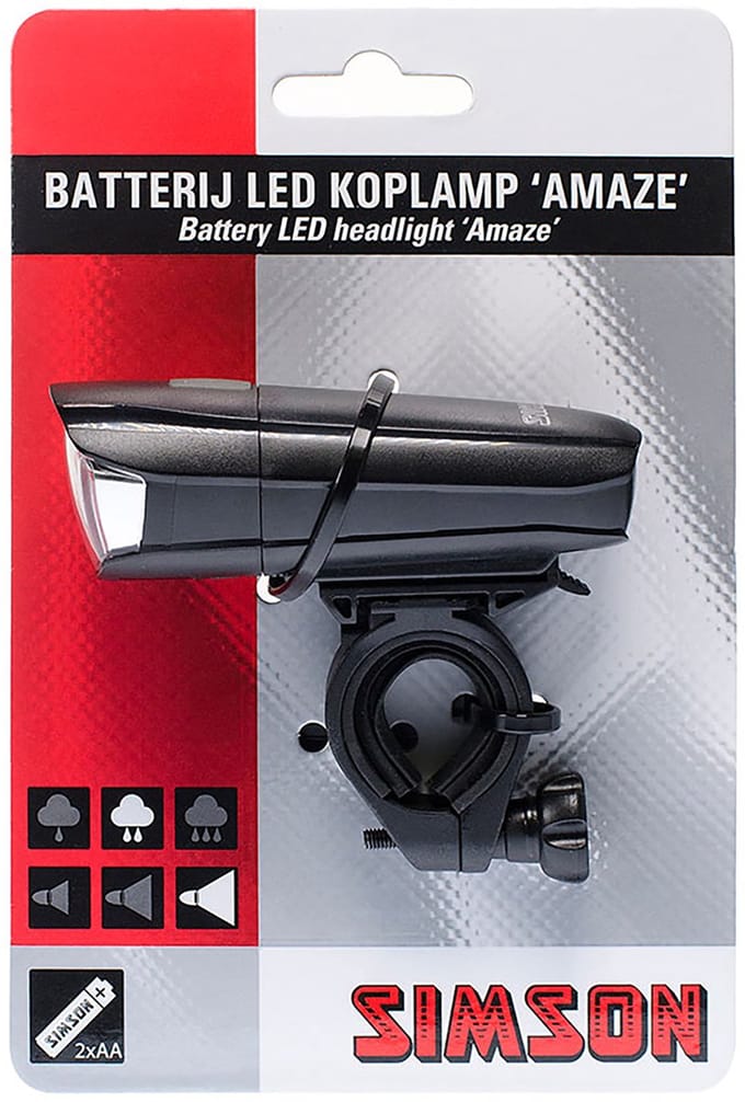 Simson Koplamp Amaze Led Batterijen Zwart