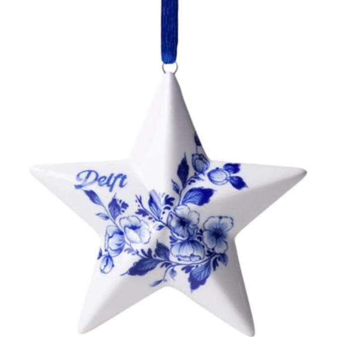 Heinen delfts blauw kerstornament ster delft