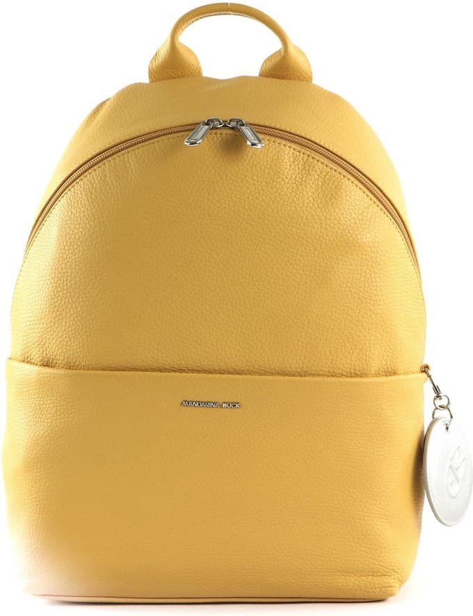 MANDARINA DUCK Leren Rugzak met laptopvak Mellow Leather Backpack Ochre Lichtgeel