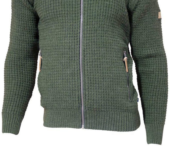 Ivanhoe trui Moritz full zip Loden Green - 100% wol - Groen