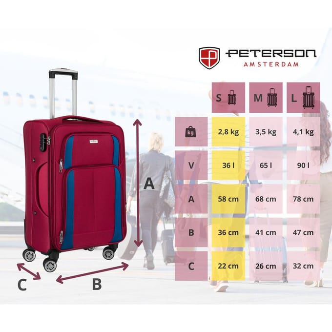Peterson Serie - Reiskoffer - Czerwono-Niebieski - Telescoopgreep - 360° Wielen