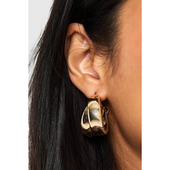 boohoo Dames Dubbel-gebogen Oorbellen | Goud
