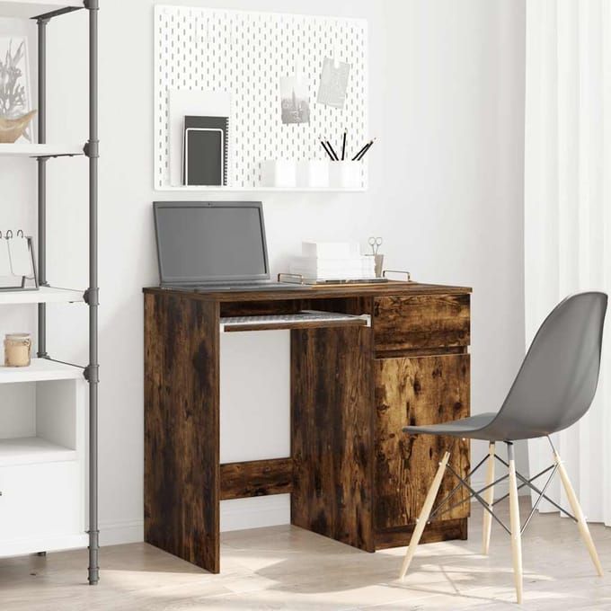 vidaXL - Bureau - 86x49x76 - cm - spaanplaat - gerookt - eikenkleurig