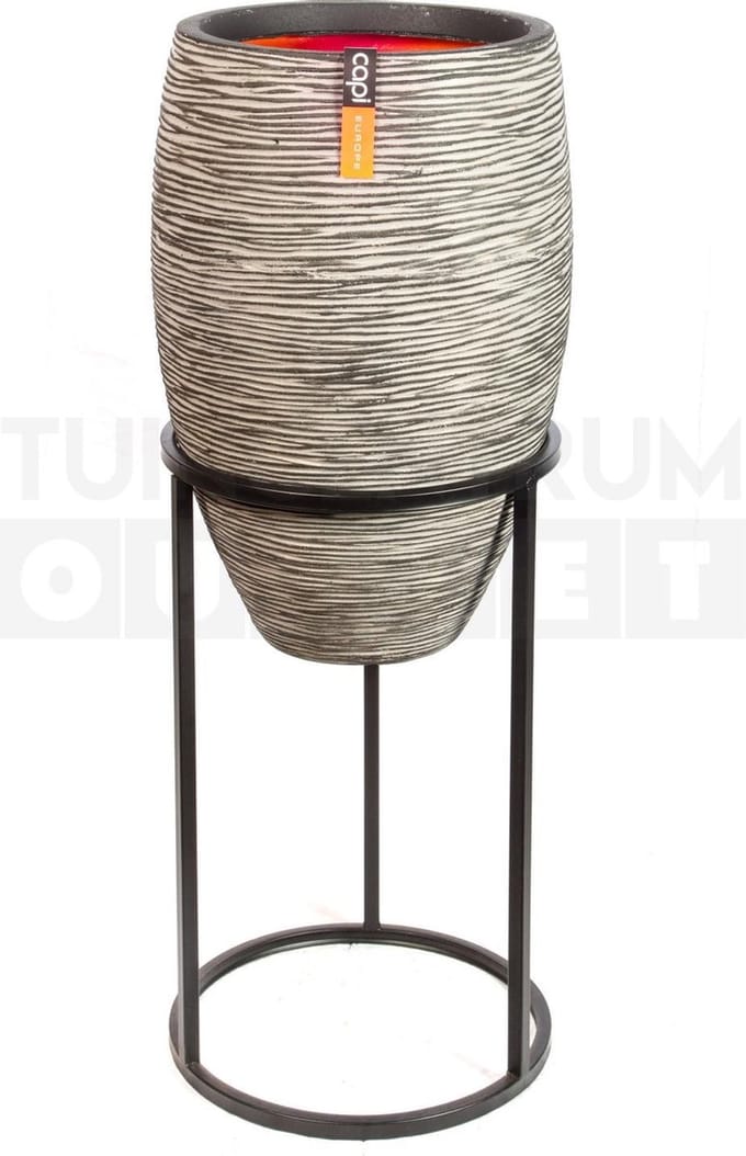 Planttafel cachet 43 zwart + Vaas elegant deluxe Rib NL 45x72 antraciet