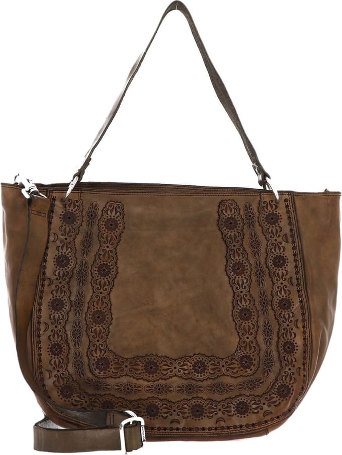 CAMPOMAGGI Leren Schoudertas Shoulder Bag Verde Militare Olijfgroen
