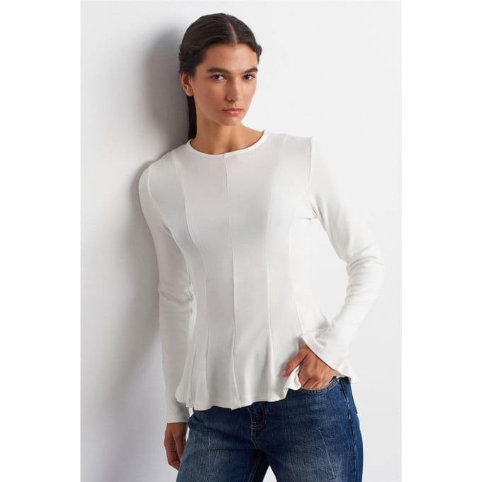 Getailleerde Textuur Gebreide Peplum Blouse