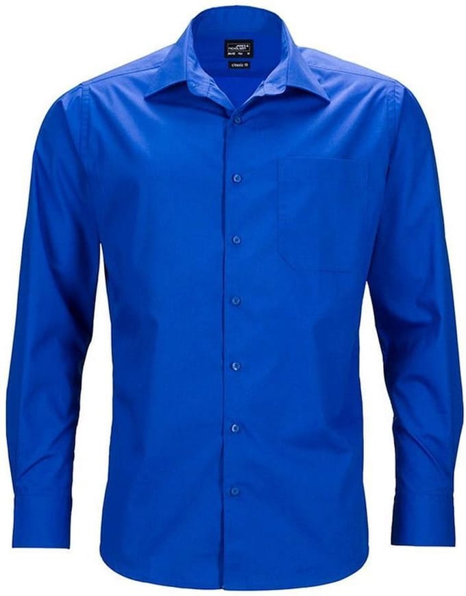 Daiber Heren Longsleeve Zakelijk Shirt (Koningsblauw)