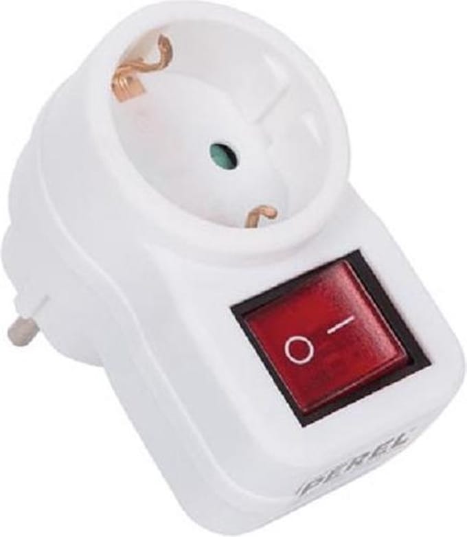 Perel Verdeelstekker met schakelaar, stopcontact met randaarde (Schuko, type F), polypropyleen, gebruik binnenshuis, wit