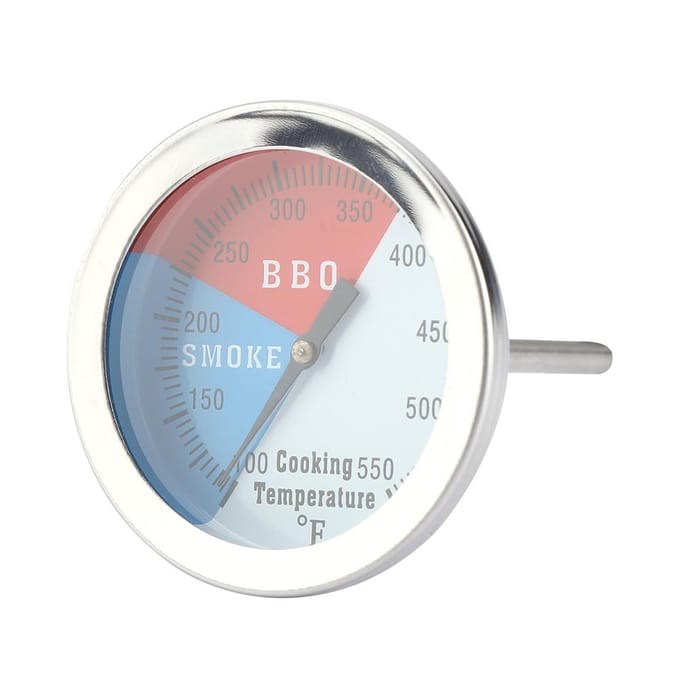Roestvrij Staal BBQ Thermometer 100-550 Fahrenheit Rond Deksel Temperatuur voor Barbecue Oven Grill white