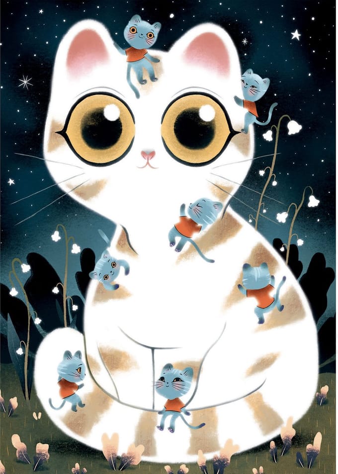 Djeco puzzel katten - fluorescerende legpuzzel 50 stukjes FSC karton.