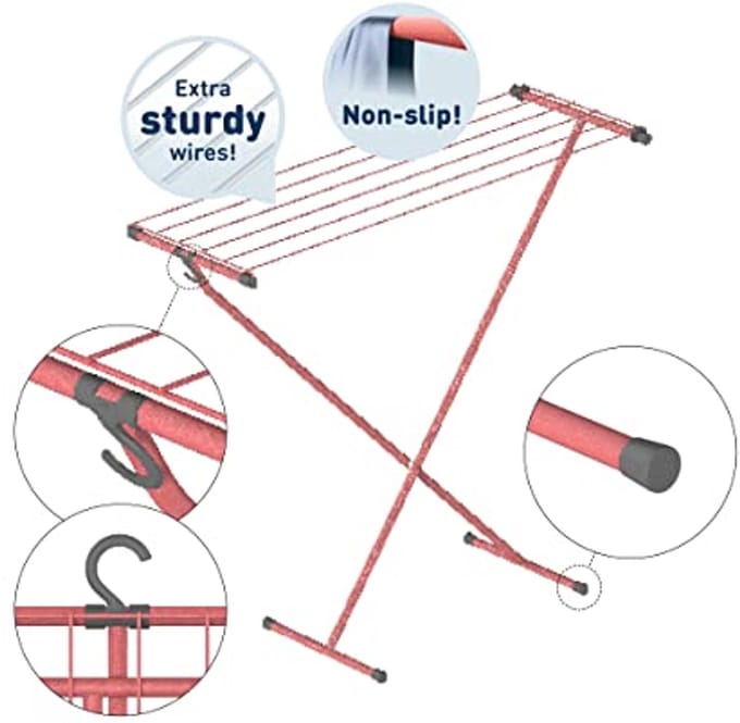 Compacte Wasdroger met Opberghaken – Ruimtebesparend en Stabiliteit – 5,5 m Droogoppervlak
