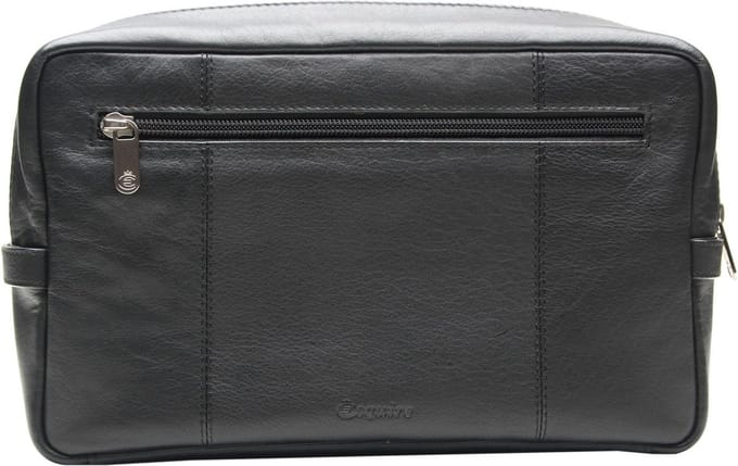 Esquire Leren Utensil zak Spa Cosmetic Bag Black Zwart