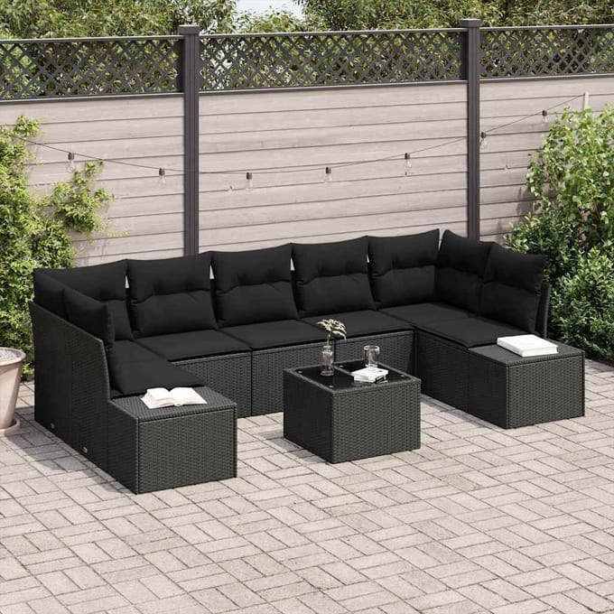 vidaXL Tuin Sofa Set 8 st Zwart poly rattan