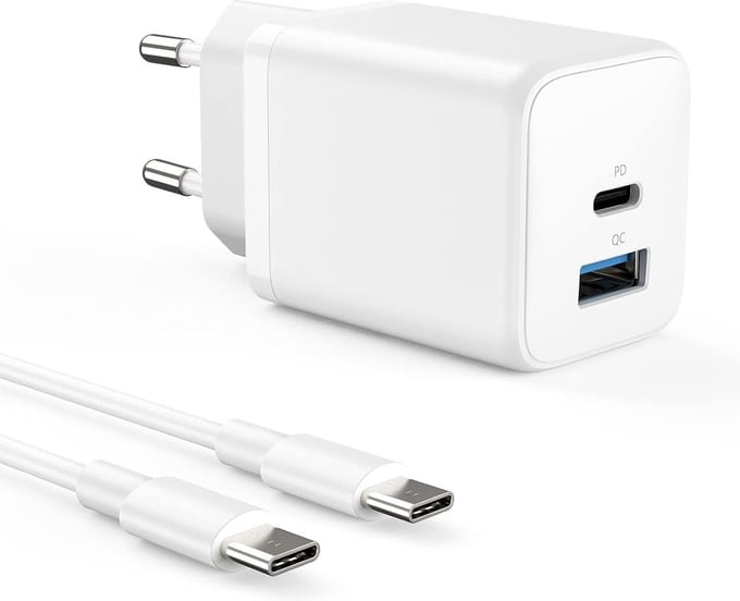 Usb C Adapter + usb C kabel - 2 Meter - Snellader Oplader - Usb stekker - Usb Adapter usb C - Usb C Oplader - Usb Lader 2 Poorten - Usb C naar usb C Kabel - Usb C Lader met usb C Kabel