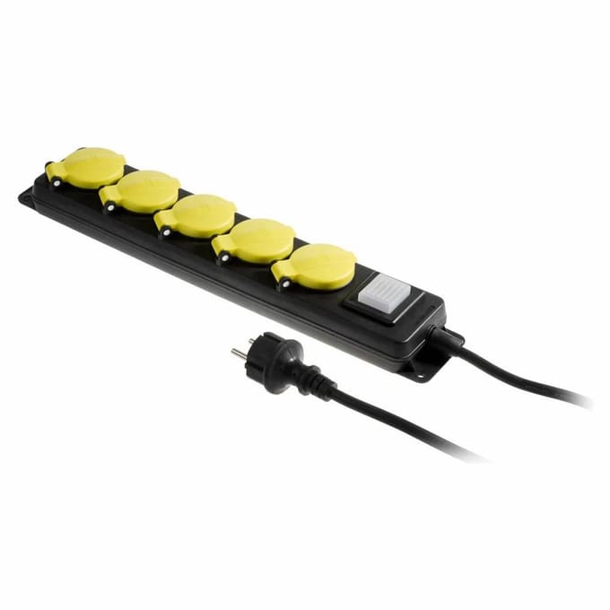 Awtools AW24704 - Verlengsnoer - 5 Stopcontacten - 3 m - IP44 - Met Aardingspin