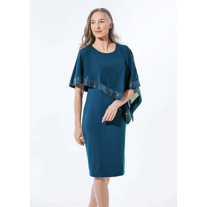 Jurk met geraffineerde chiffondrapering - blauw - Gr. 25 van Goldner Fashion