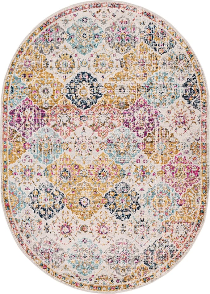 SURYA Ines oval vloerkleed vintage oosters oranje