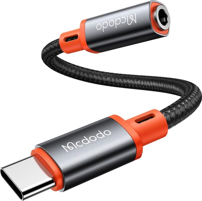 Mcdodo® Adapter Jack 3.5mm naar USB-C - Kabel - AUX - met DAC - 0.1m