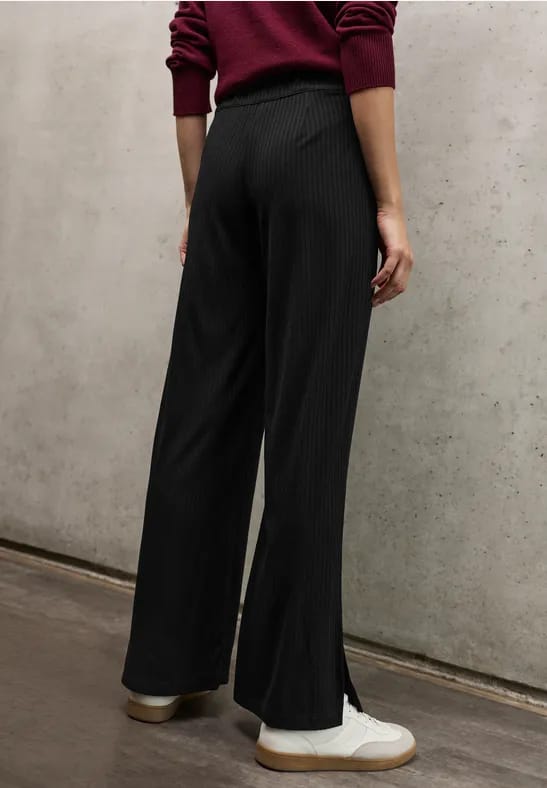 Street One Studio Dames Jersey broek met split in Zwart, in size: 44