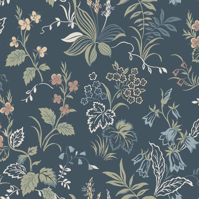 Boråstapeter Vliesbehang 3262 - Timeless Traditions - Botanisch Blauw - 53cm x 10.05m