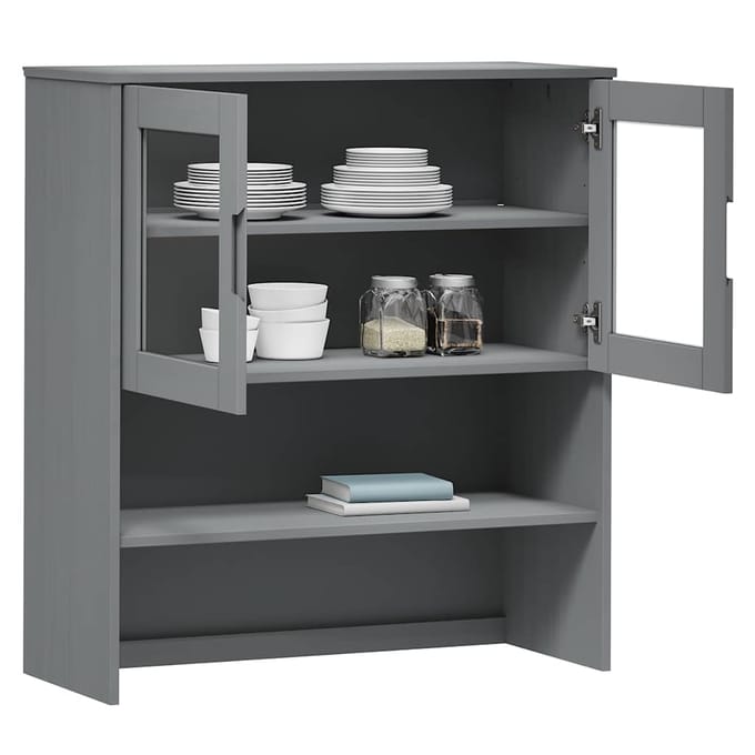 vidaXL - Opzetkast - MOLDE - 90x35x100 - cm - massief - grenenhout - grijs