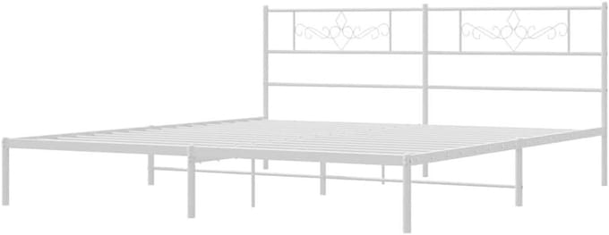 Bedframe Metaal - Bedombouw Hoofdbord - Slaapkamer Inrichten - Robuuste Metalen Constructie - 183 x 213 cm - Wit