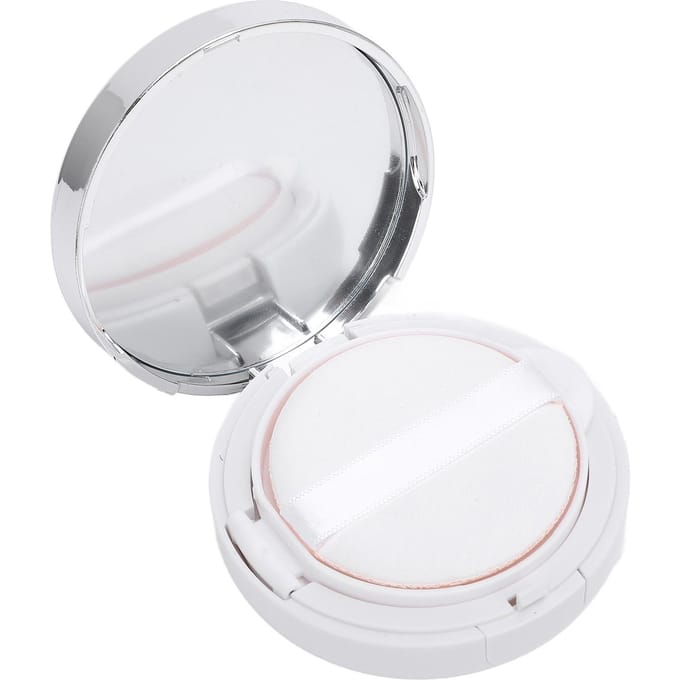 Boîtier de Fond de Teint Coussin Vide avec Miroir Houppette Cuillère Rechargeable Couvercle Scellé Récipient Poudre Maquillage white