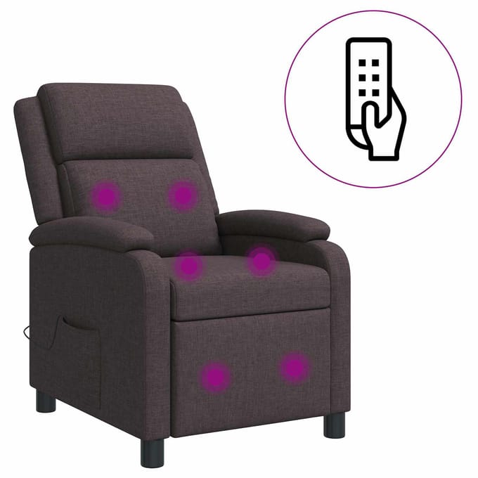 vidaXL - Massage - Relaxstoel - Donkerbruin - Stof