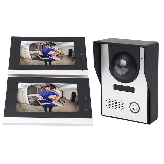 Système de Sonnette Vidéo Filaire Vision Nocturne Infrarouge Déverrouillage à Distance Caméra de Sonnette Vidéo avec 2pcs 7
