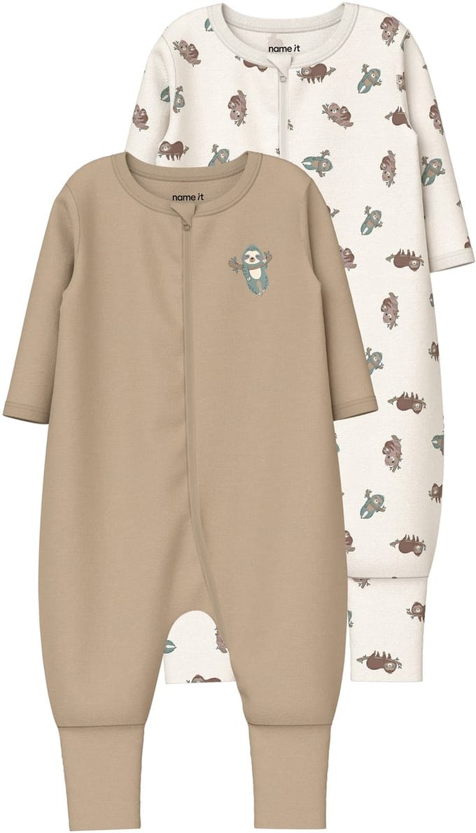 NAME IT- NBNNIGHTSUIT 2P ZIP FF SLOTH NOOS - Meisjes - Sleepsuit