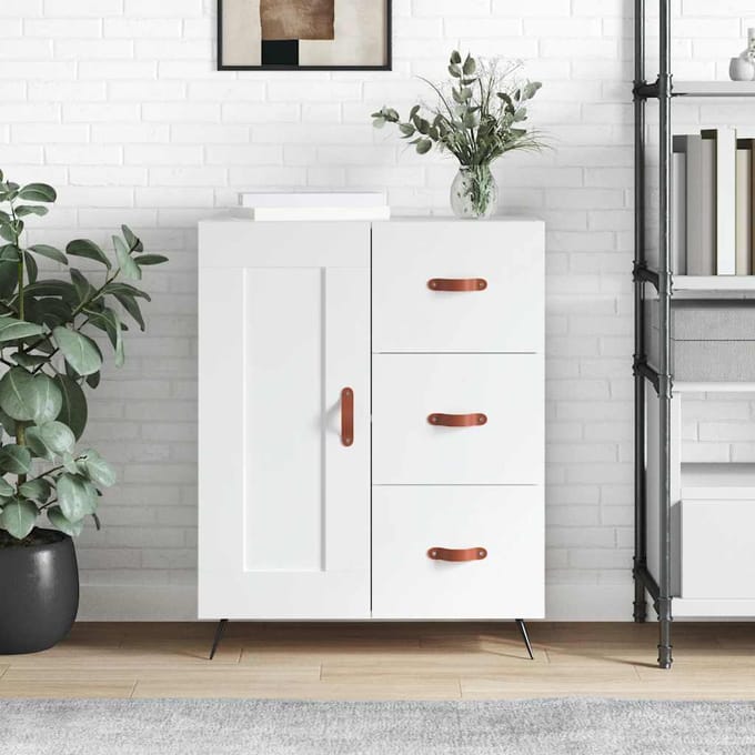 vidaXL - Dressoir - 69,5x34x90 - cm - bewerkt - hout - wit