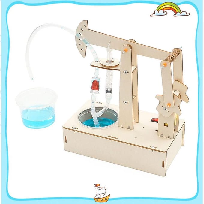 Kinderen STEM Speelgoed Doe-het-zelf Pompunit Assemblagemodel Materiaal Kits Waterpomp Experiment Technologie Speelgoed Puzzel Geschilderd Speelgoed Cadeau beige
