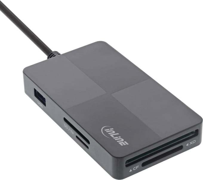 InLine USB hub met kaartlezer (USB-A/USB-C) | 3x USB-A | 5 kaartslots | USB3.0 5 Gbps | 0,30 meter