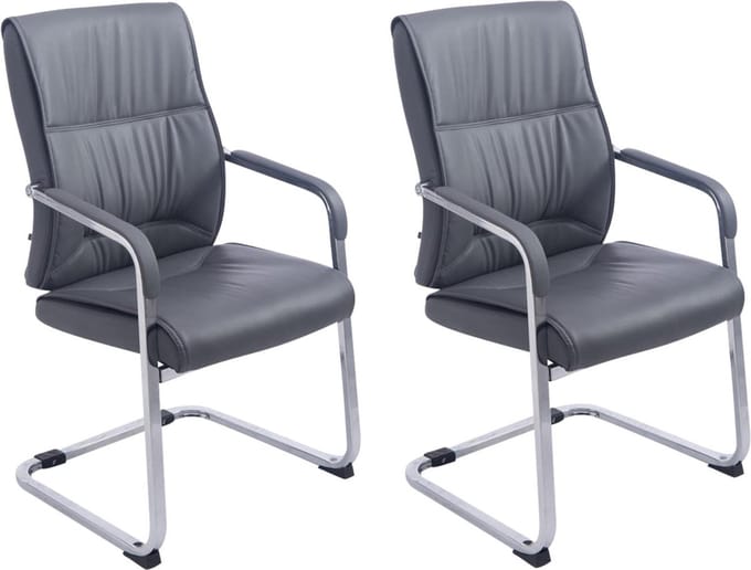 CLP XXL Anubis Set van 2 Eetkamerstoelen - Kunstleer grijs
