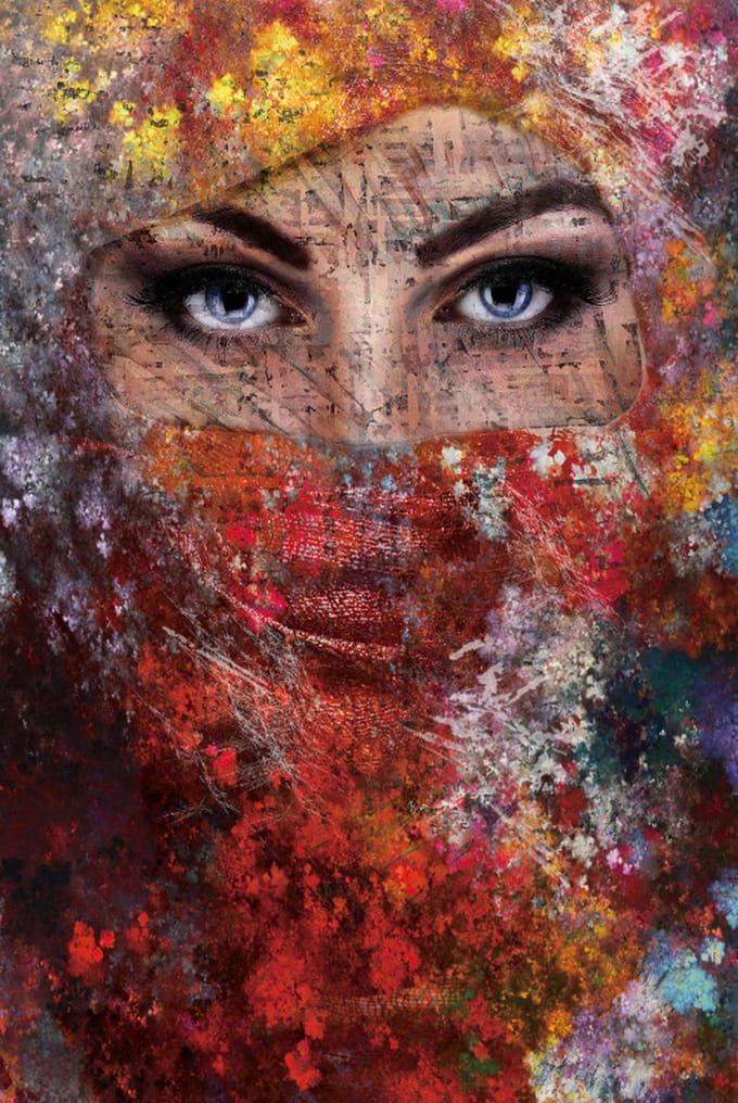 Glasschilderij 80x120x0.4 the Colourful Veil