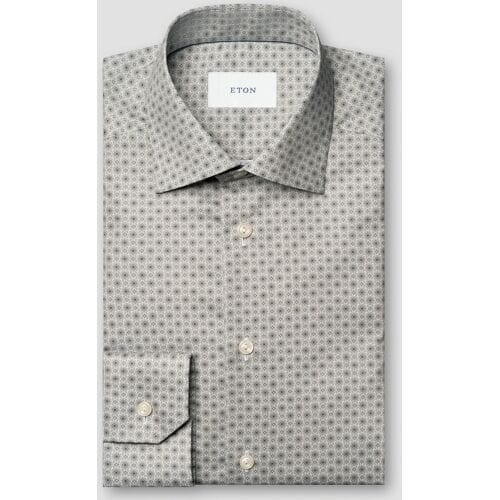 Eton Overhemd Signature Twill Allover Micro Fantasy Floral Pattern Beige / male