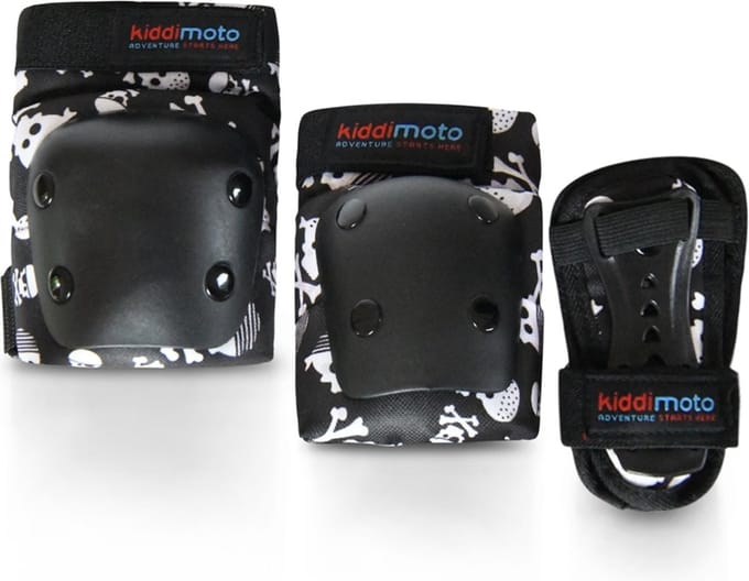 KIDDIMOTO padset - bescherming - Kinderen - Skullz - Zwart - Wit - Small