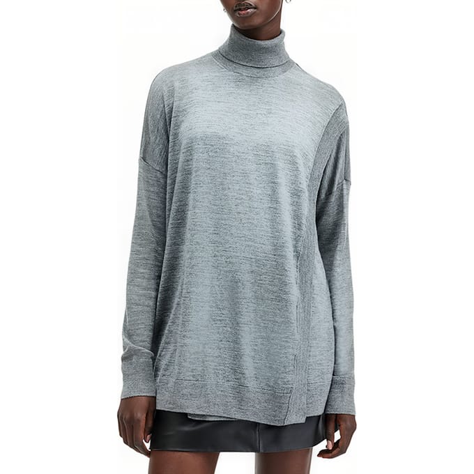 AllSaints Bern Wrap Jumper Grey Marl Maat: S | Gebreide Truien Outlet | Dames | Grijs