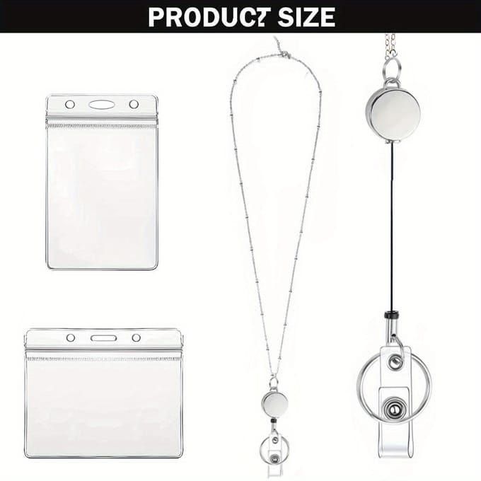 Nouveau Collier à Perles Boules Lanière Rétractable pour Documents de Travail Chaîne de Pull Collier Porte-Clés white