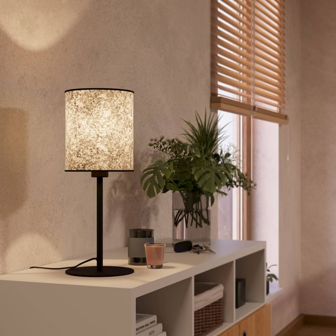 EGLO Butterburn Tafellamp - E27 - 47,5 cm - Berkenbladeren - Zwart/Beige/Groen